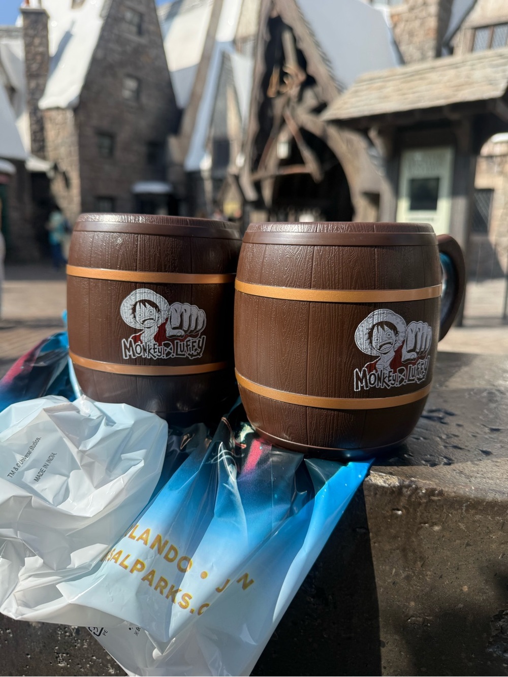2 Universal Studios Fan Fest One Piece Monkey D Luffy Barrel Mug Cup Exclusive